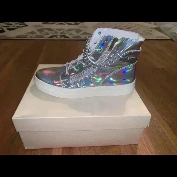 Armani Junior Girl’s Irridescent Hi-top Sneakers! NIB! 40 7